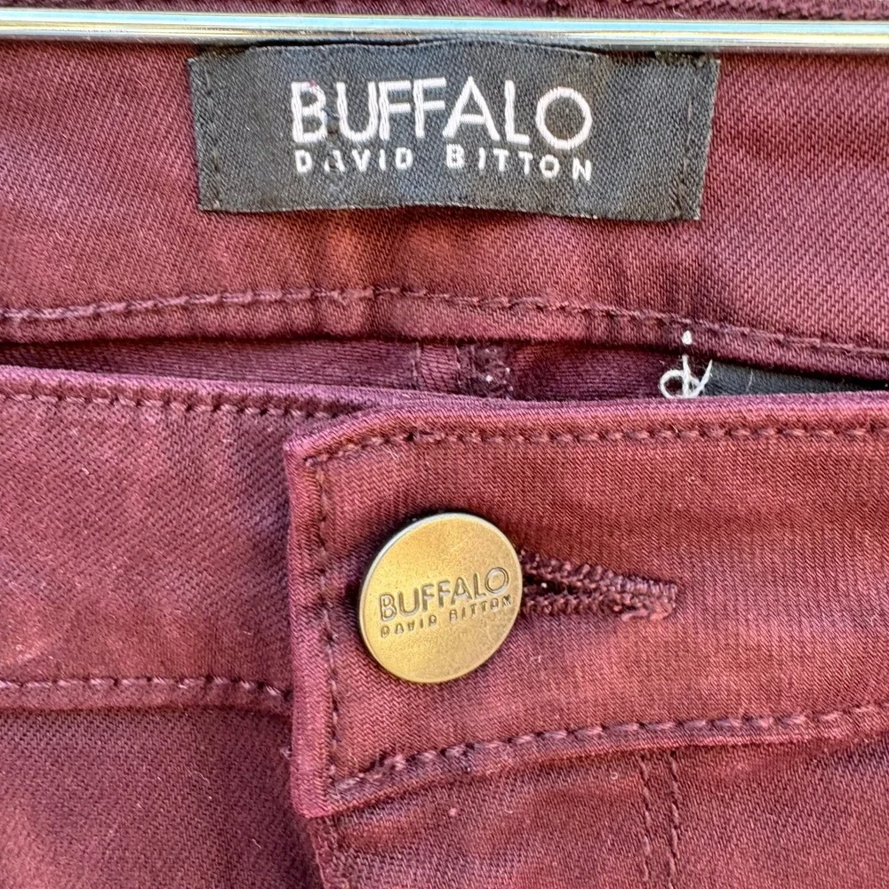 Buffalo David Bitton Vale Burgundy Mid-Rise Stretch Skinny Jeans 12 Jewel Tone